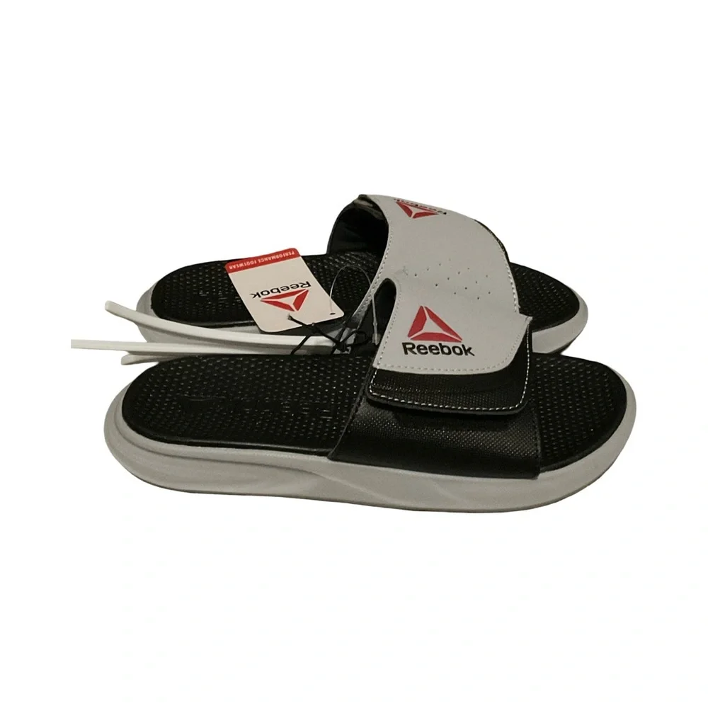 Reebok Kids Slide Sandals Black Gray Adjustable Strap Size 2 NWT